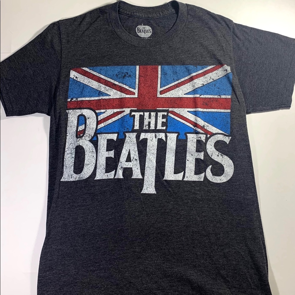 THE BEATLES Licensed Sm. Grey Union Jack Shirt